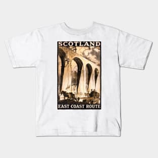 Vintage Travel Poster Scotland East Coast Route Kids T-Shirt